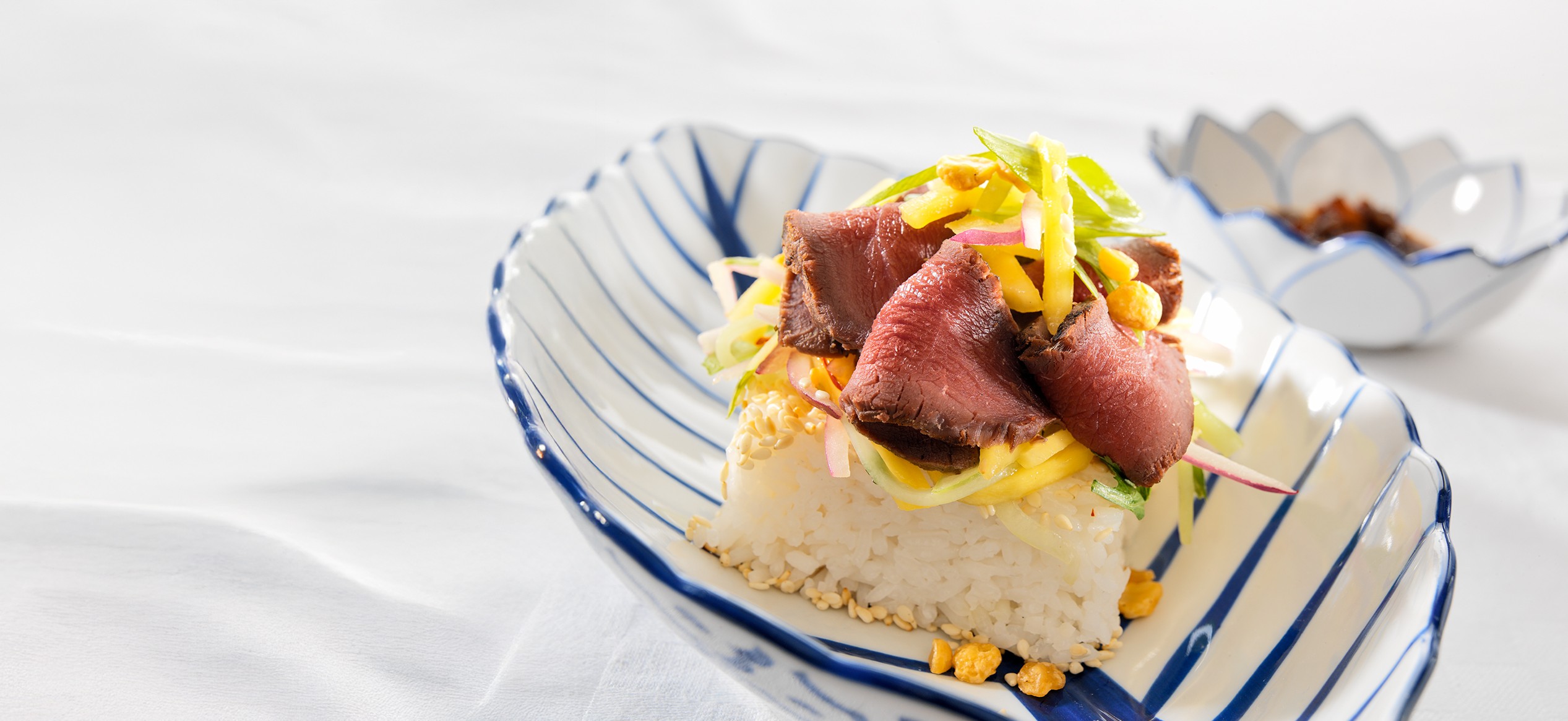 Coconut and tea smoked venison with mango and rice cake Graham Brown 5b